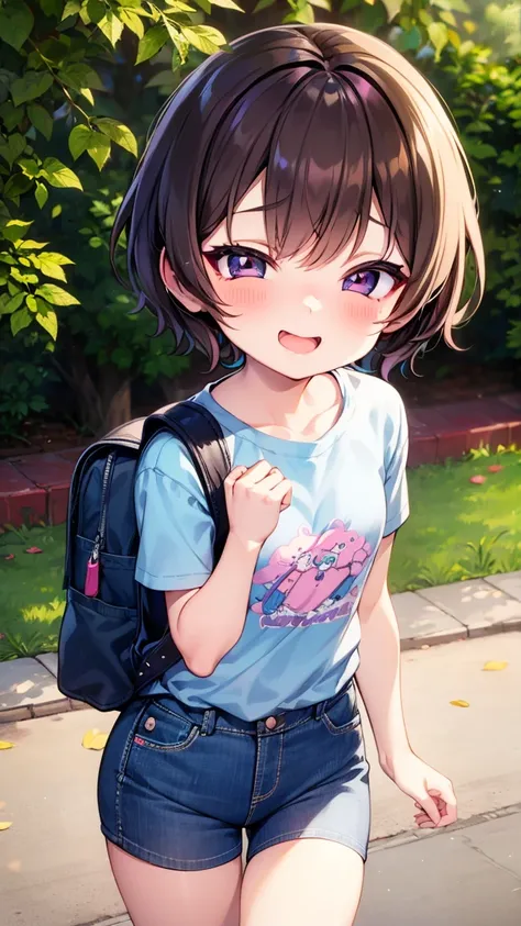 １ bashful girl　 elementary school students　 short　 in the shade of a park tree　Short Hand　 Small Hands　Small feet　 thin legs 　Short legs　Big face　Narrow shoulders　 　 bright brown hair 　 short hair 　 big eyed 　Very big eyes　Shiny Eyes　 ecstatic eyes 　Very l...