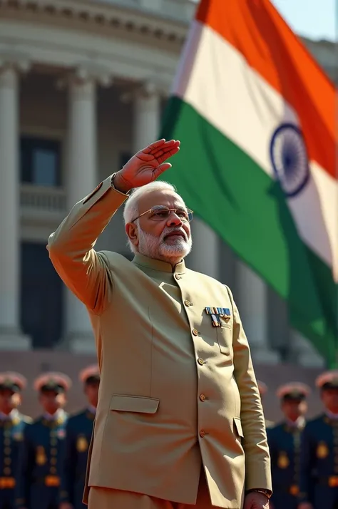 Narendra Modi saluting indian flag 