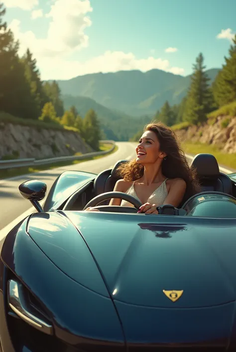 An image of a woman driving a luxury car smiling
Show full car! 