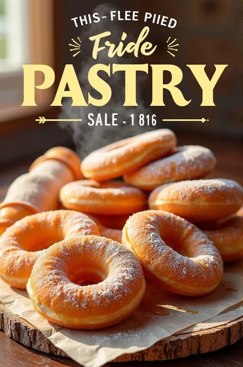 Create a flyer for me to advertise the sale of freshly fried pastries