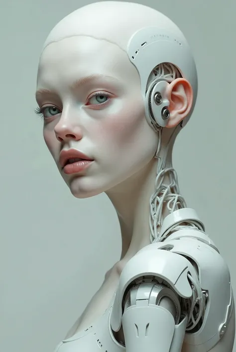 albino with robotic left arm 
