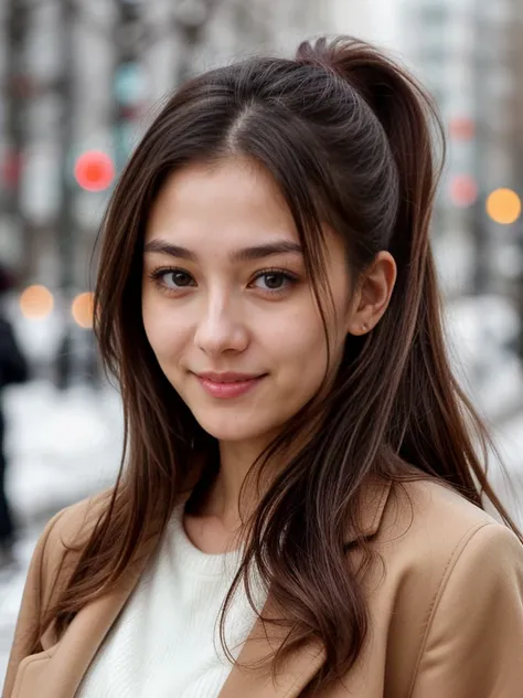 top quality, shape, highly detailed, finely detailed, high resolution, 8k wallpaper, perfect dynamic composition, beautiful and delicate eyes, Tokyo Trend Winter Fashion, Tokyo Trend & Randomly Introduce Cute Brown Hairstyle, small breasts, natural color l...