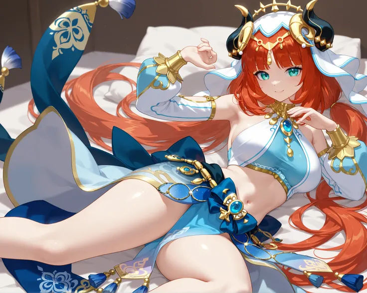  Nilou、 high resolution、 Super Fine、 beautiful breasts 、、 whole body、 ,  happy、 Fox hair ornament、 Genshin Impact 、 beautiful thighs