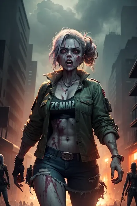 various female zombies, female zumbi, terror, female zombie apocalipse, mundo apocaliptico, Estilo The Walking Dead, Luz moribunda,female Zombie agglomerations, female Zombified island scenery, female Zombified city scenery, cenario apocaliptico