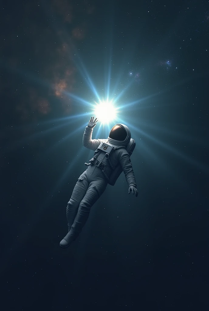 An astronaut flying through space and touching a star