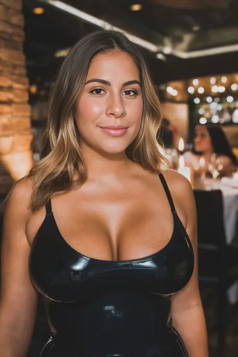 Instagram-Photos, Close up face photo of 23 Y.o angel shapiro and Shawn Johnson East , Cleavage, tan skin, (smil:0.4), hard shadows, best quality, ​masterpiece, ultra-high resolution, (photorealestic:1.4), RAW-Foto, 1girls, ((tube top latex  )), (( big che...