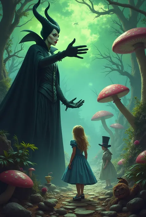 alice fell in wonderland found mad hatter and maleficent