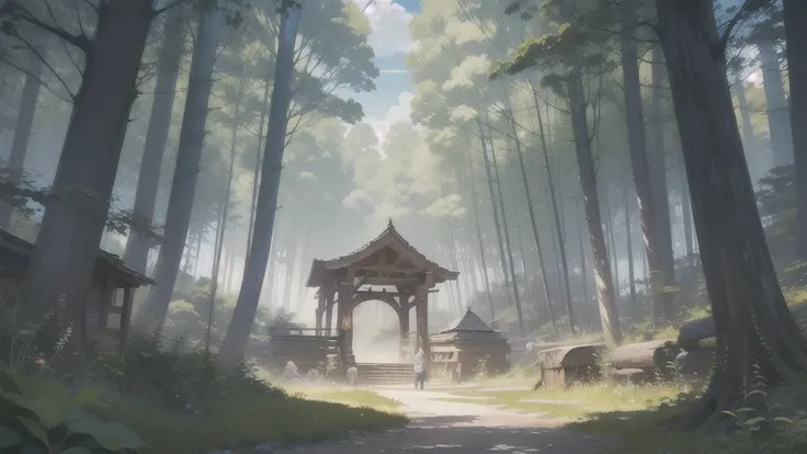 forest, studio ghibli anime, anime illustration, no characters, only background,((detailed composition)), (((best quality, masterpiece))),(((clear texture))),(((detailed texture))) Landscape