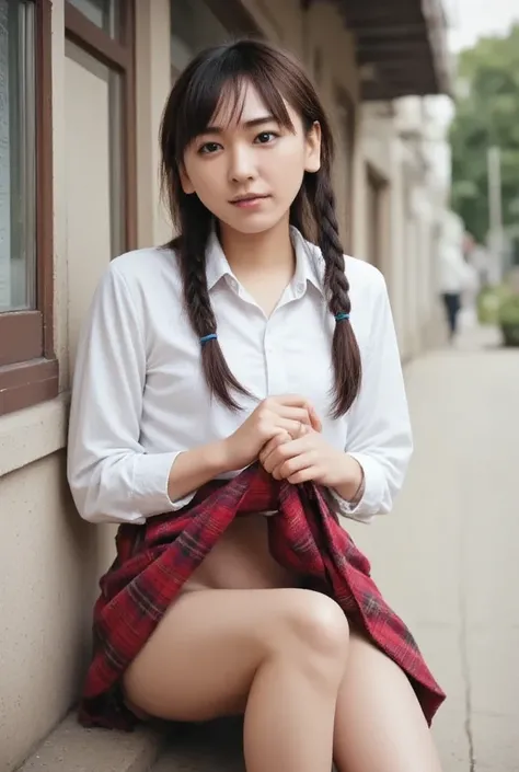     high school classroom    、   Female 1 person  、    Japanese High School Student    、  so beautiful、   facial beauty、18 years old、    model、      full body shot   、      My gaze is looking at the camera    、   sitting on a chair with her legs crossed  、...