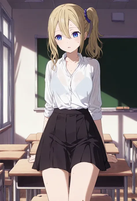 NSFW、Hayasaka Ai、 school classroom、 school uniform 、 white shirt 、 black skirt 、sweat