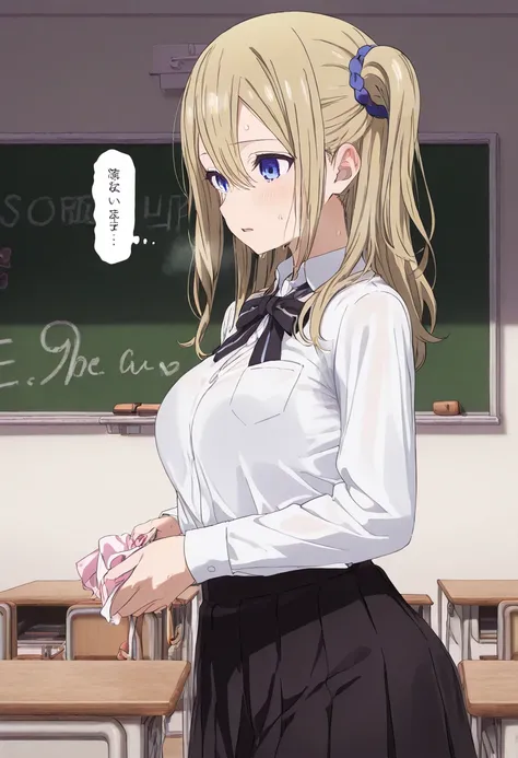 NSFW、Hayasaka Ai、 school classroom、 school uniform 、 white shirt 、 black skirt 、(sweat)、body odor