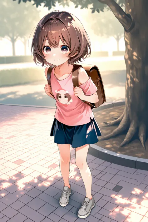 １ bashful girl　 elementary school students　 short　 in the shade of a park tree　Short Hand　 Small Hands　Small feet　 thin legs 　Short legs　Big face　closed mouth　Narrow shoulders　 　 bright brown hair 　 short hair 　 big eyed 　Shiny Eyes　 ecstatic eyes 　Invitin...