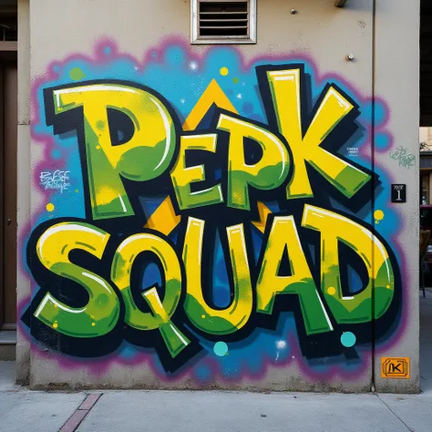 Simple Graffiti art with "CHK PEP SQUAD" text and a Brazil flag