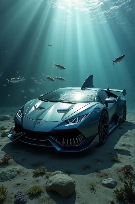 Creat half Lamborghini and half shark 