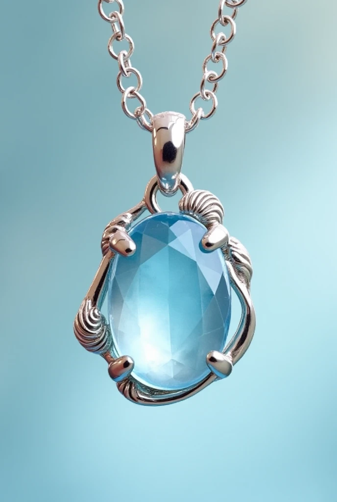 For a young girl with glowing natural white skin and a love for the ocean, this pendant would be the perfect blend of nature’s beauty and personal style. The gem is a soft, oval-shaped aquamarine, reflecting the serene blue of the sea, capturing its tranqu...