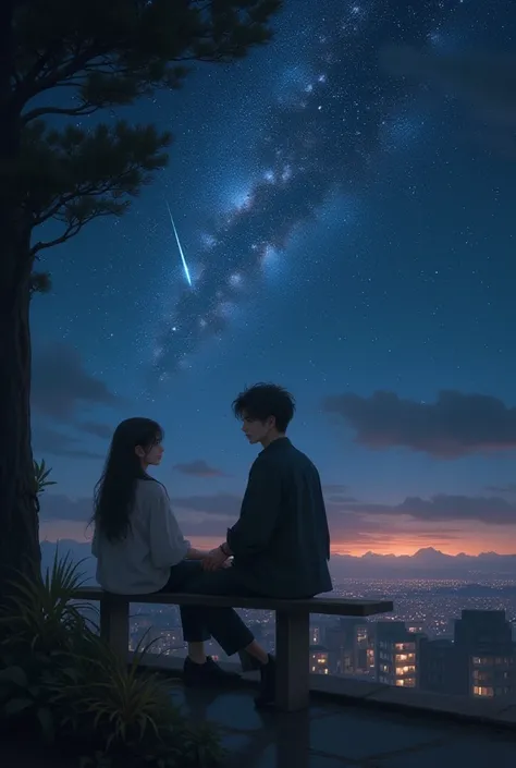  meteors in the sky  , ((  Masterpiece:1.4)、(  Super Measurements :1.4)、(  perfect female body  :1.5)เหนือจริง portrait of a girl สวยงาม 、very สวยงาม、(( girl :1.4))、Shine light, natural skin texture、19 years old、(Two arms:1.4、Two legs:1.4)、(  Perfect Anato...