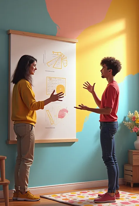 A person named "User" giving direction to another person named "Generative AI" who is a wall painter to paint his wall according to his given design 