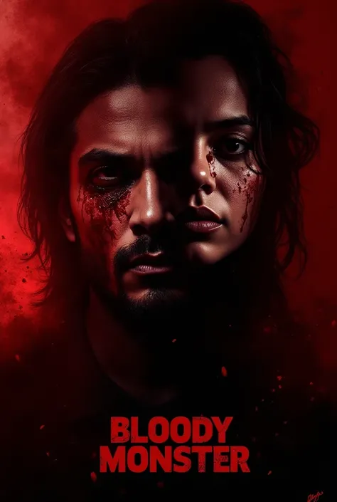 
"I want a movie poster for 'Bloody Monster' that includes brutal scenes and love scenes. The producer is Syed Hassan Naqvi and the director is Noor Zubair."
