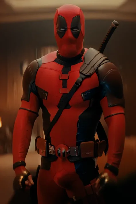 Sexy muscular deadpool. Bulge tease