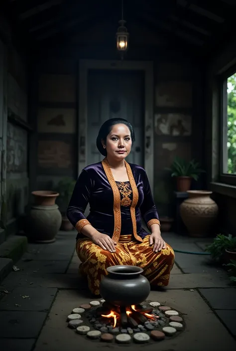 there is a woman sitting in a hut with a pot on the fire, home photography portrait, traditional photography, indonesia national geographic, portrait shot, unsplash contest winning photo, shot with canon eoa 6 d mark ii, perfect composition and lighting, a...