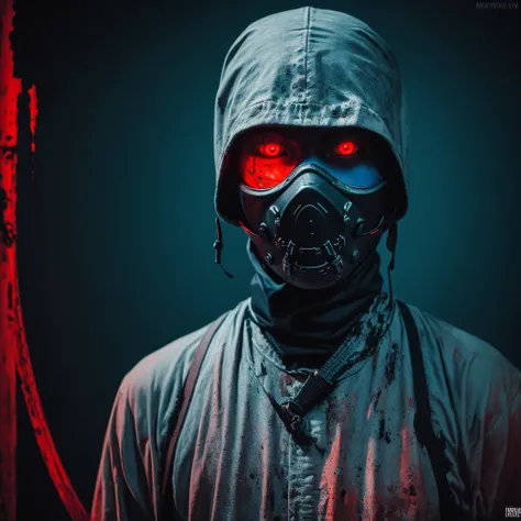 dirty,ninja,horror,zombie,mask ethnicity,red water blue black background,monochrome,old paint,sport,terrex,africa