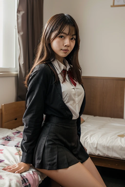 A young Japanese woman, Hot girl in school uniform, in your room