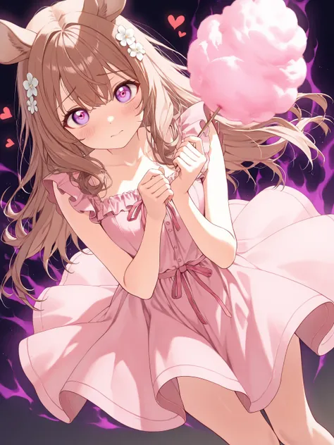 ((masterpiece, best quality, ultra-detailed character)), 1girl, shy and delicate princess, whose wide, doe-like eyes seem constantly filled with wonder and gentle curiosity. Her soft pink dress billows like cotton candy, and her hair is styled simply, with...