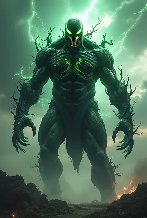 A picture of thor fusion with venom turn into monster 