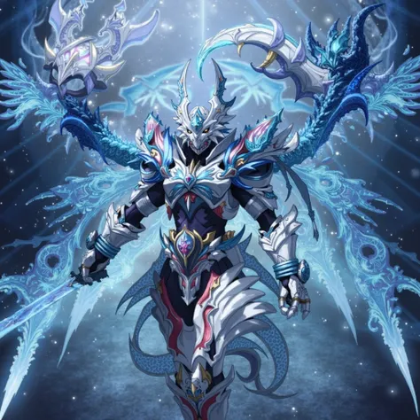 Appearance
The Majestic Star Dragon Knight form radiates an otherworldly aura, shimmering with the essence of stars and galaxies. Here’s a detailed description of his appearance:

Armor Design: The armor resembles the fluid scales of a dragon, shifting fro...