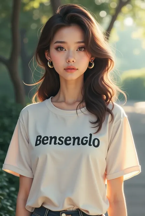 Gorgeous chick wears t-shirt emblazoned with Sensen Toto