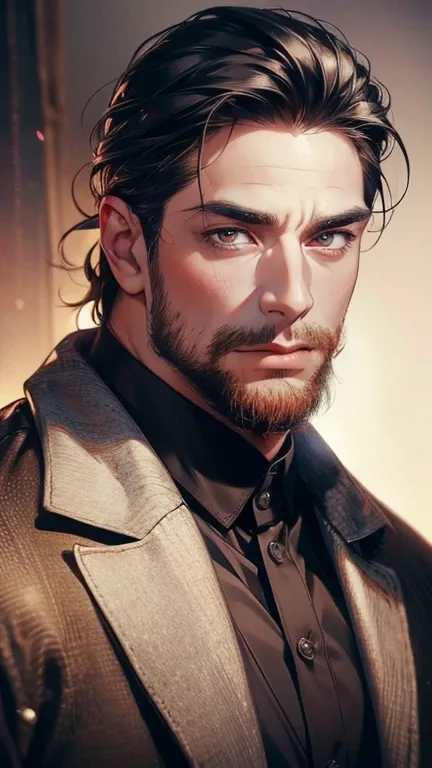 (   best quality,4K,8k,   highres,   masterpiece :1.2),   ultra-detailed   ,(realistic,photorealistic,photo-realistic:1.37),36-year-old man,3 day beard,Beautiful anime,Portraits,strong,Masculine,    with black hair  ,sharp jaw,     mesmerizing eyes     ,  ...