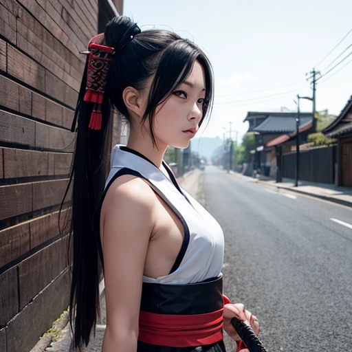 Alone, katana, samurai girl, street