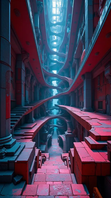 corridor to oblivion, endless, surreal, an optical illusion, escher-esque, full color