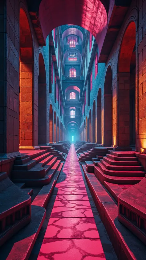 corridor to oblivion, endless, surreal, an optical illusion, escher-esque, full color