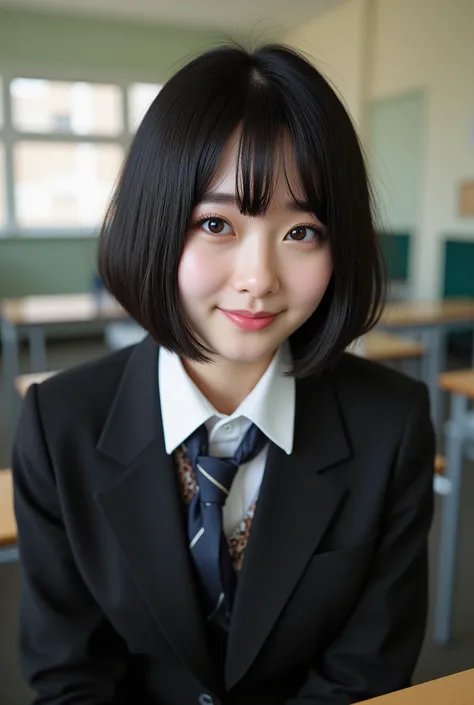 ( best quality,8K quality,masterpiece:1.3),( super A high resolution, photorealistic:1.4, Original photo),( super detailed , caustics, detailed background),( Ultra Realistic Capture , beautiful detailed skin, perfect human body),classroom,18 years old, is...