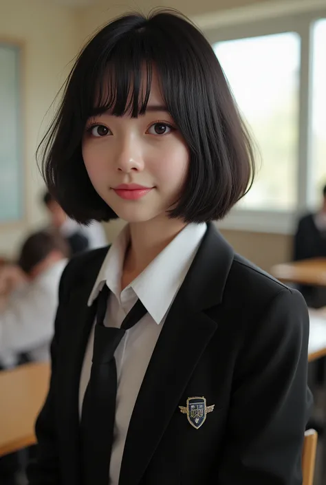 ( best quality,8K quality,masterpiece:1.3),( super A high resolution, photorealistic:1.4, Original photo),( super detailed , caustics, detailed background),( Ultra Realistic Capture , beautiful detailed skin, perfect human body),classroom,18 years old, is...
