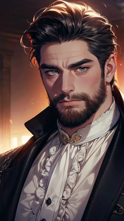 (    best quality,4K,8k,    highres,    masterpiece :1.2),    ultra-detailed    ,(realistic,photorealistic,photo-realistic:1.37),36-year-old man,3 day beard,Beautiful anime,Portraits,strong,Masculine,     with black hair  ,sharp jaw,       mesmerizing eyes...