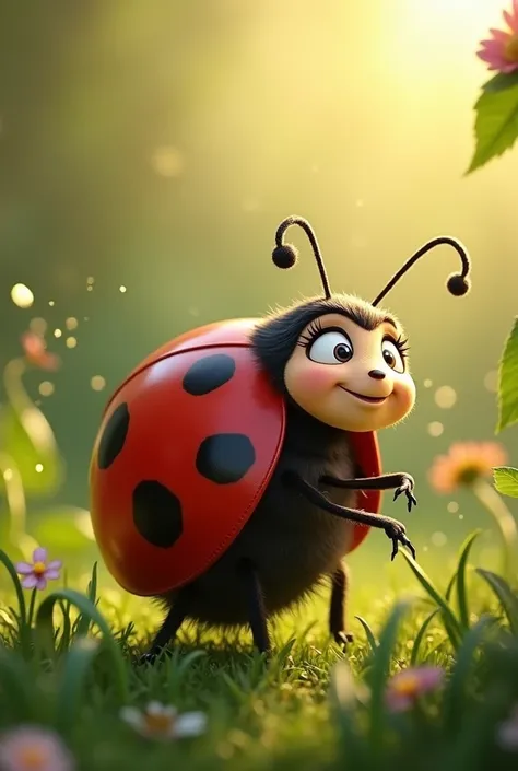 I created an image of a ladybug in 3D Disney style,Pixar 