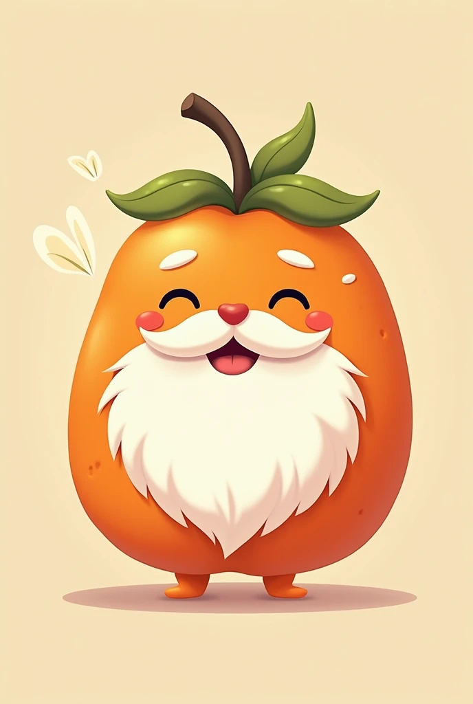 Draw a cute picture of an orange persimmon combined with a white beard