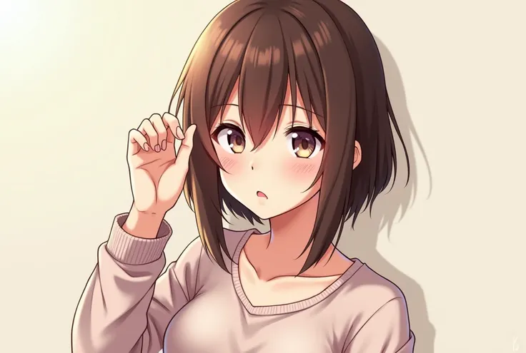 Brown hair anime girl, simple style, blowjob