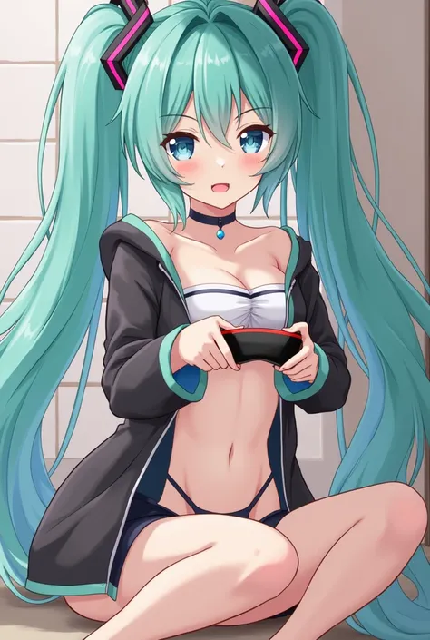   Hatsune Miku  , uncensored, Be ashamed, No panties,vagina, close up,vibrator， masturbation，vibrator， open legs，squat， Creampie Jacket， cross section，endoscopic ，uterus