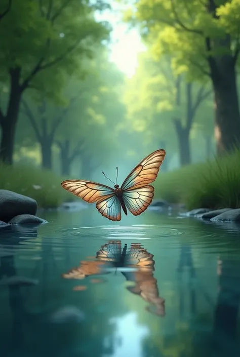  butterfly flying in the water wallpaper tree