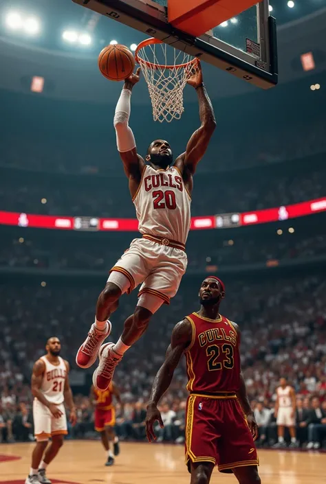 Jonathan kuminga dunking on lebron james