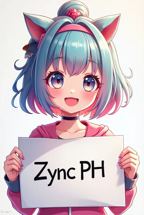 an anime holding "zync ph" sign