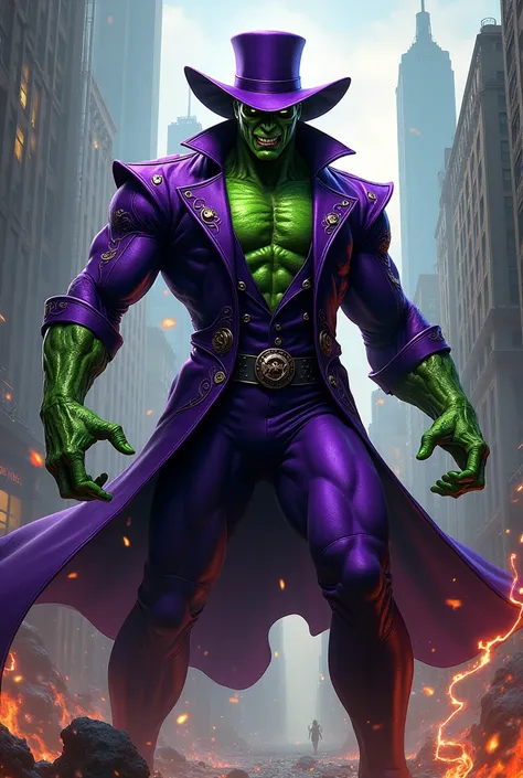 green goblin from spiderman, marvel, purple hat, purple clothing