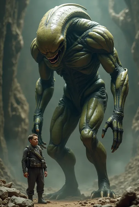 Short man with a big alien