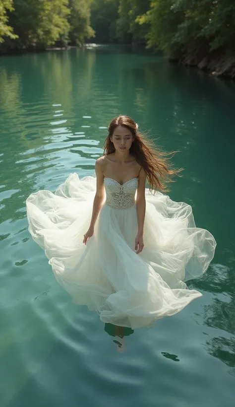 A girl swims her bride