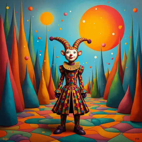 (photorealism:1.2), Juan Miro&#39;s painting: Harlequin&#39;s Carnival 