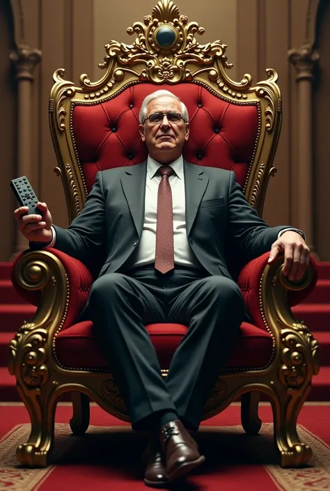 A confident character sitting back in a throne, holding a remote control with the caption: "Work smarter, not harder. Let the loops do the heavy lifting."