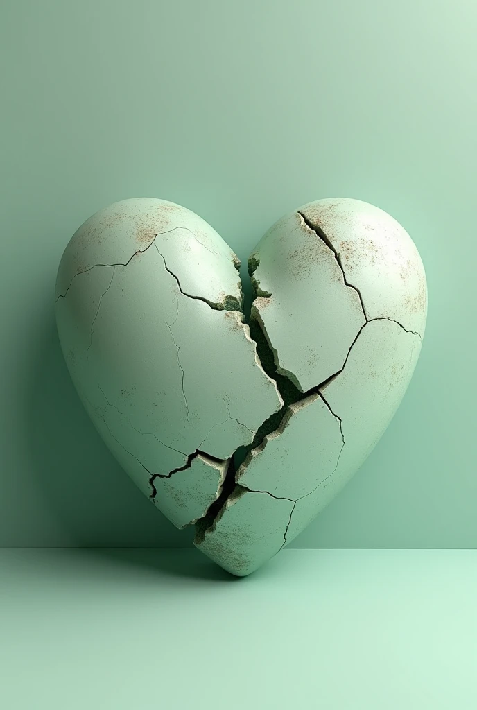 Broken sage green heart asthetic 